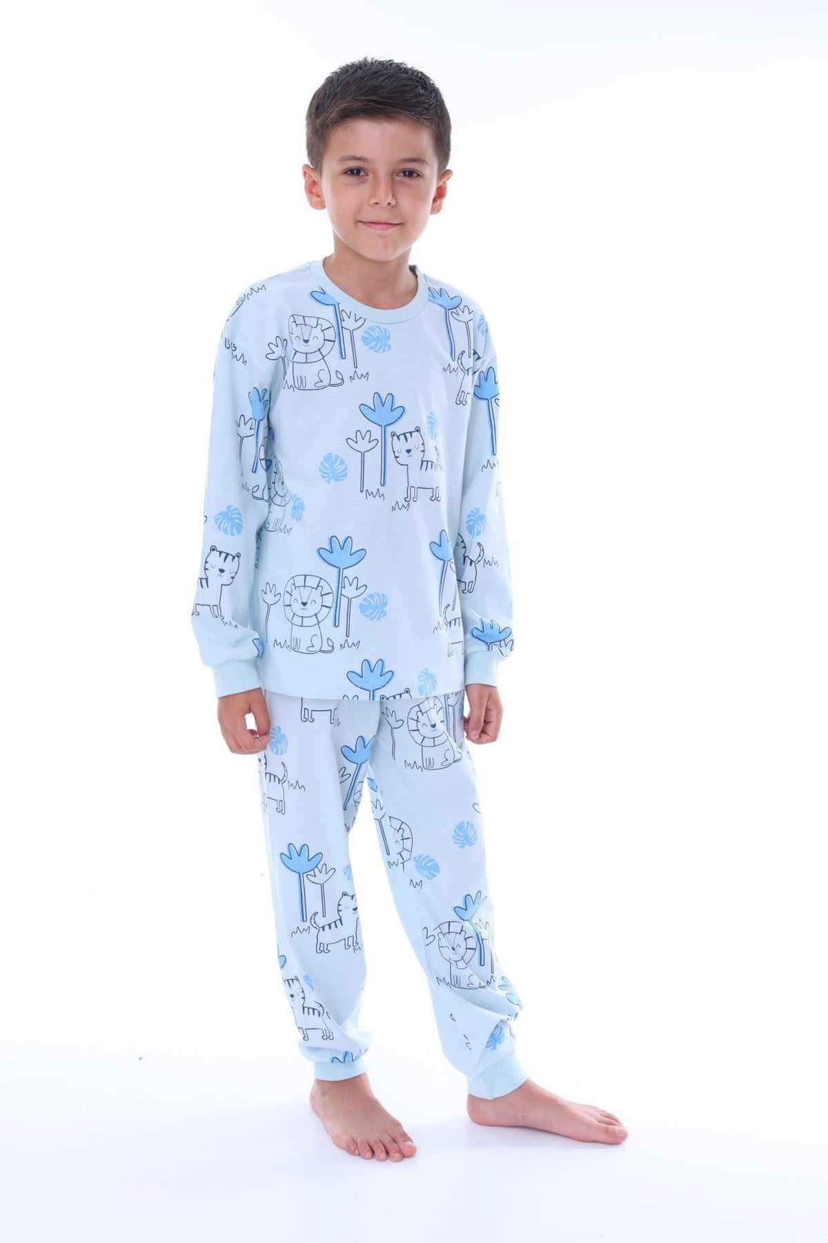 3-8 Yaş Erkek Çocuk Pijama Takımı Mavi
