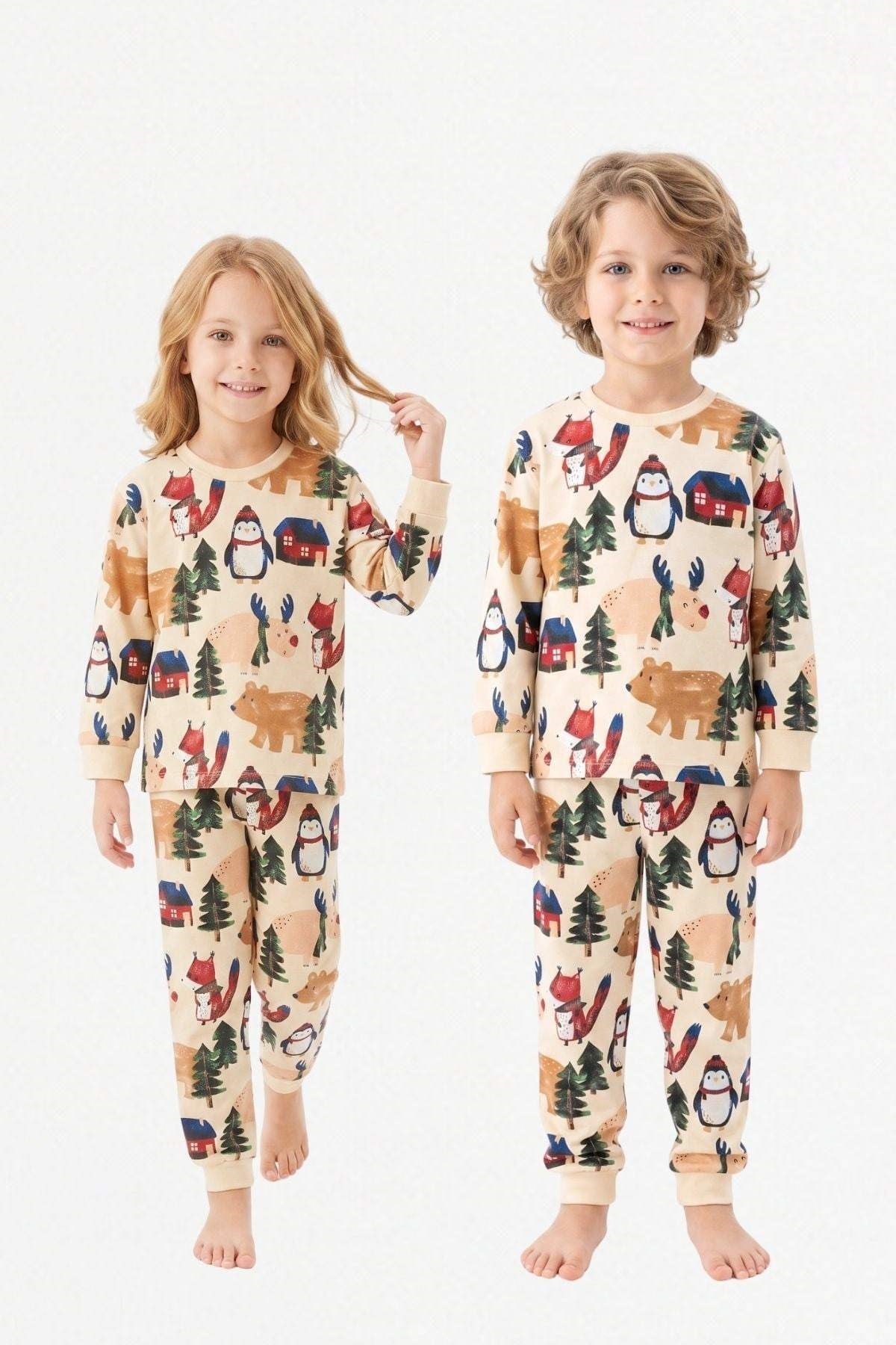 3-8 Yaş Kız Çocuk Penguem Pijama Takım