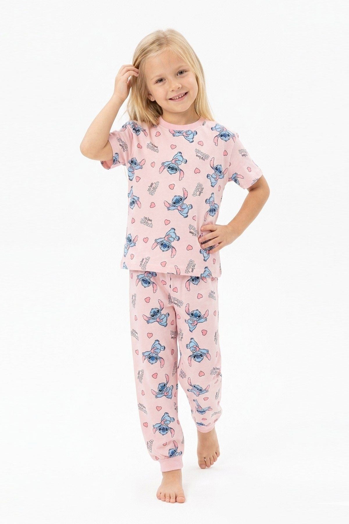 3-8 Yaş Kız Çocuk Stich Pijama Takım