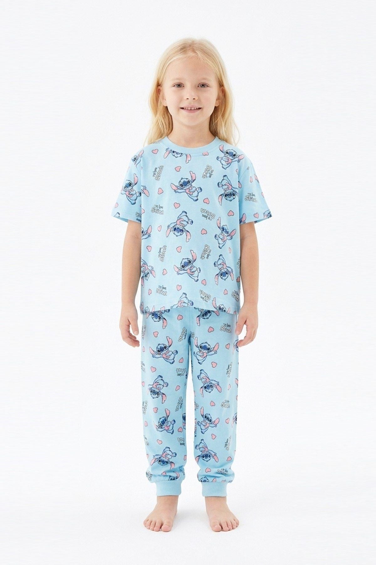 3-8 Yaş Kız Çocuk Stich Pijama Takım