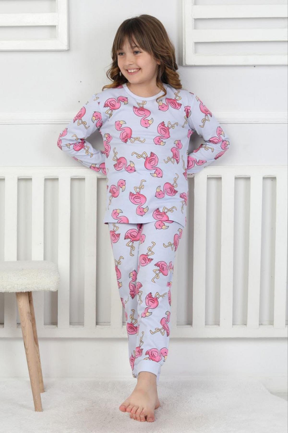 3-8 Yaş Kız Çpcuk Flamingo Pijama Takım