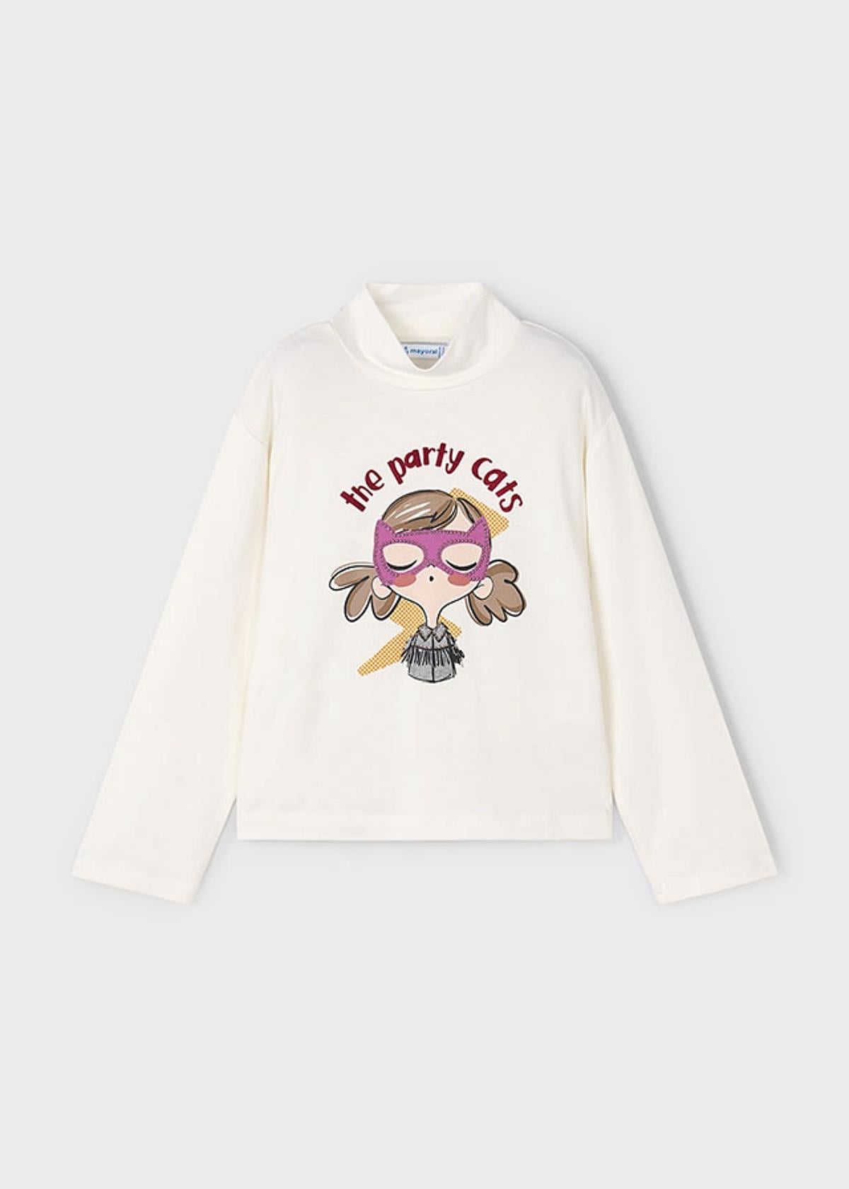 4-10 Yaş Kız Çocuk Balıkçı Yaka Uzun Kollu Tshirt