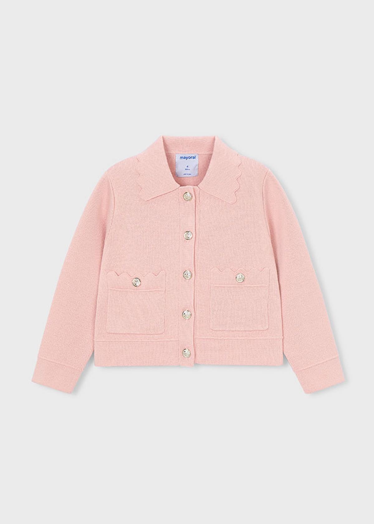 4-10 Yaş Kız Çocuk Örme Ceket Pembe
