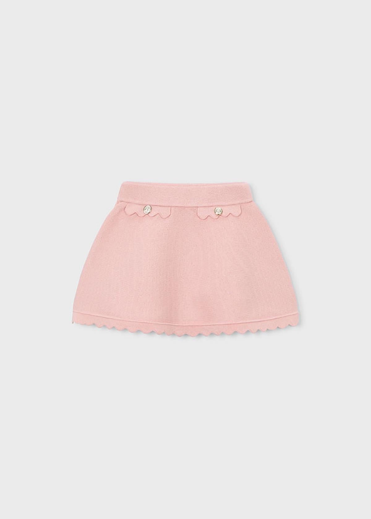 4-10 Yaş Kız Çocuk Örme Etek Pembe