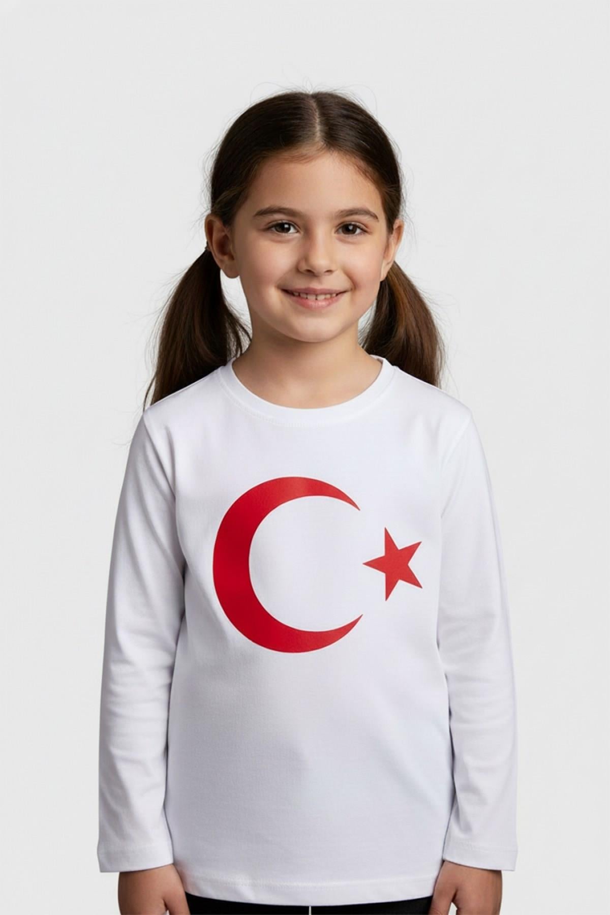 4-13 Yaş Unisex Ay Yıldız Tişört