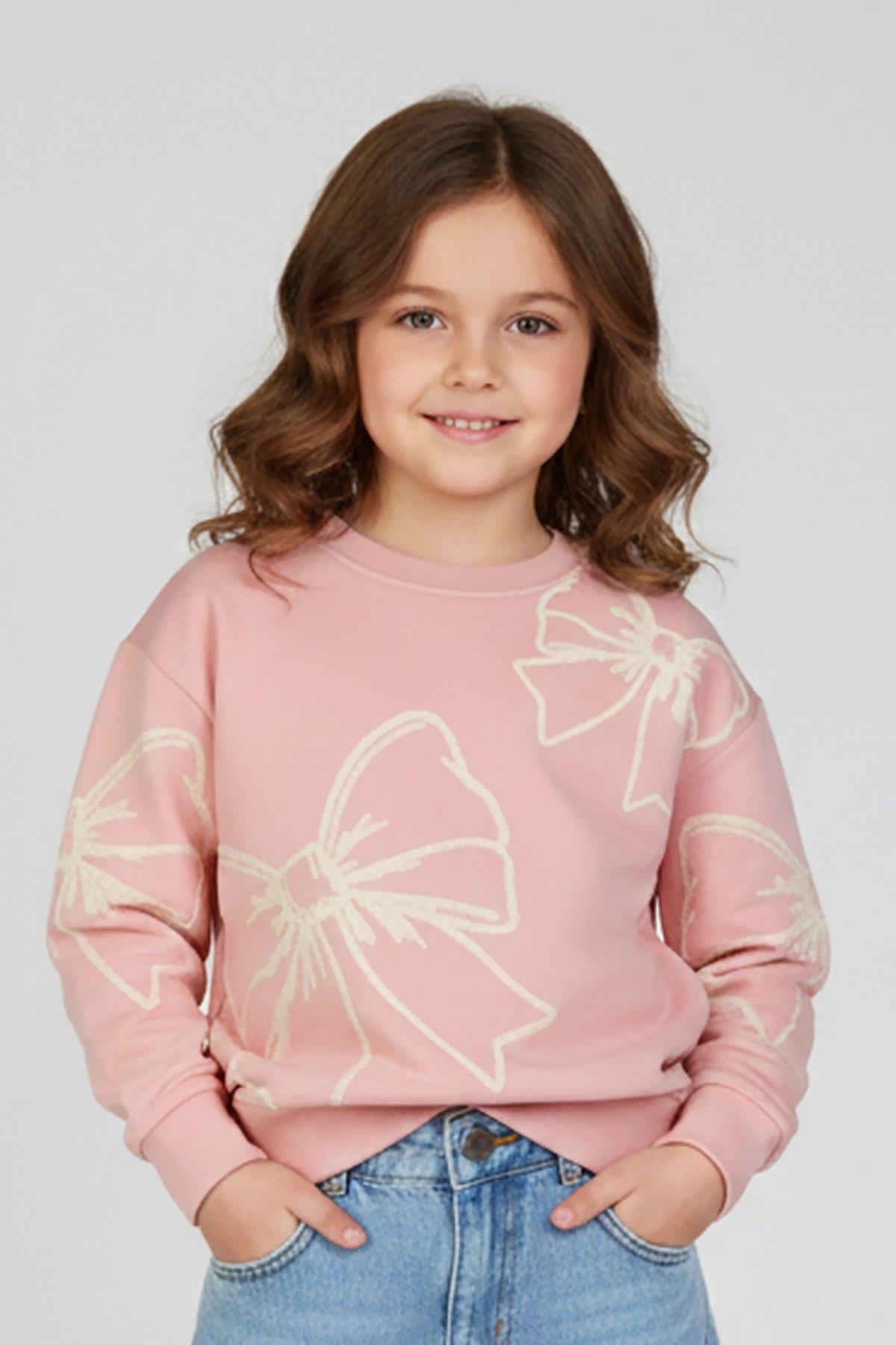 4-9 Yaş Kız Çocuk Sweat Pembe