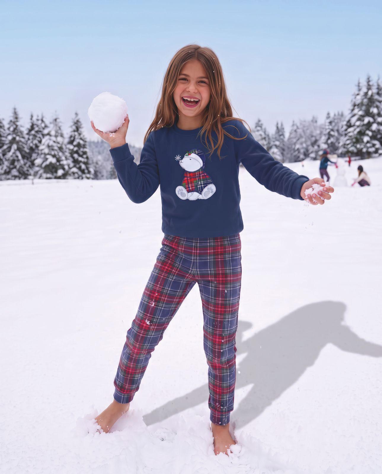 5-12 Yaş Kız Çocuk Ekoseli Pijama Takım
