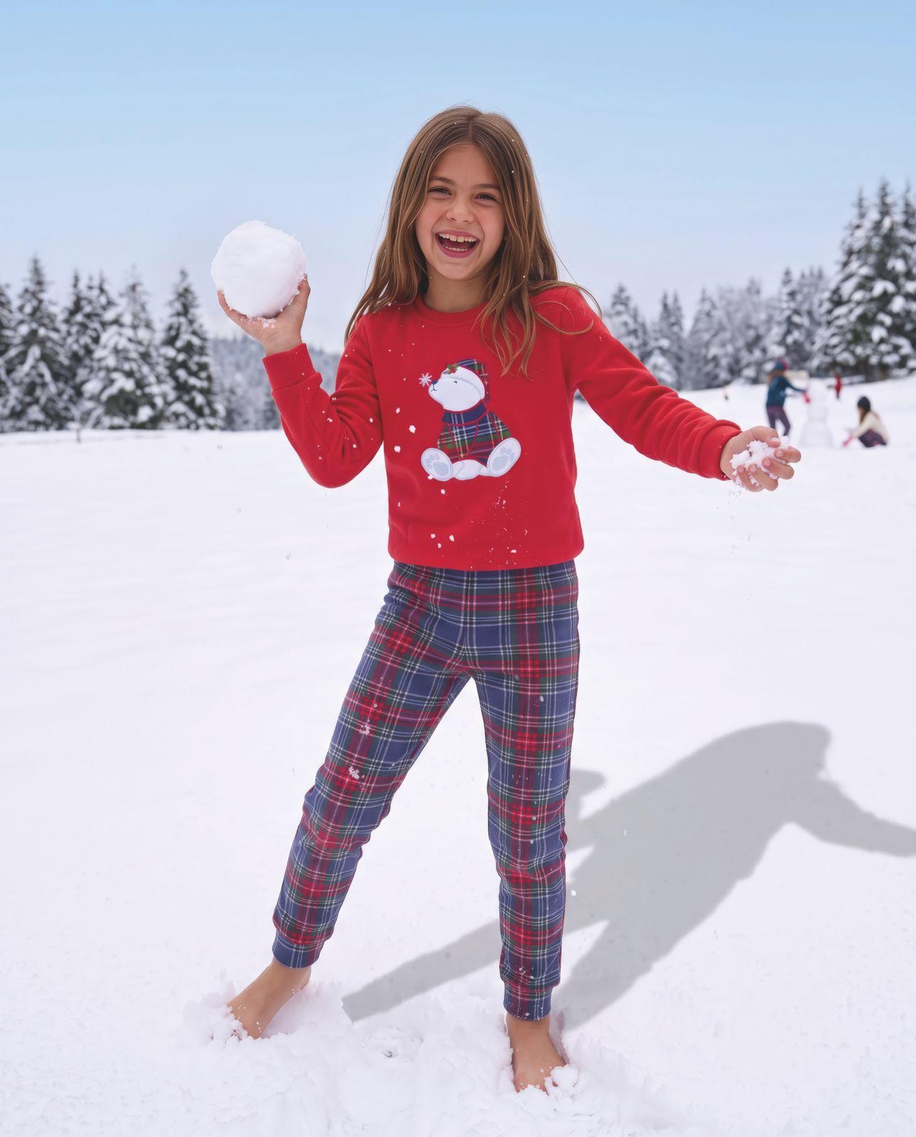 5-12 Yaş Kız Çocuk Ekoseli Pijama Takım