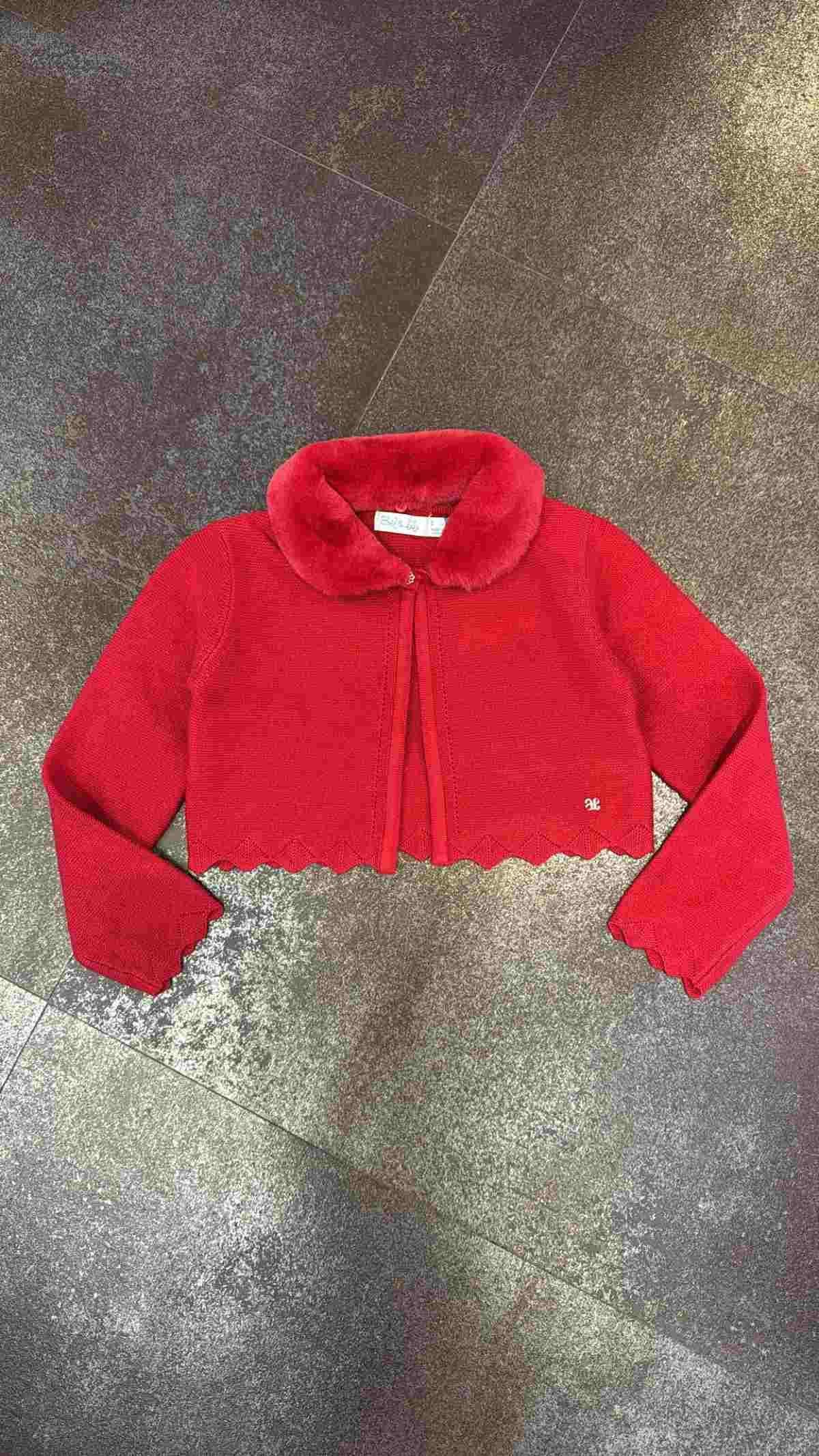 5-14 Yaş Kız Çocuk Örme Yakası Kürklü Hırka