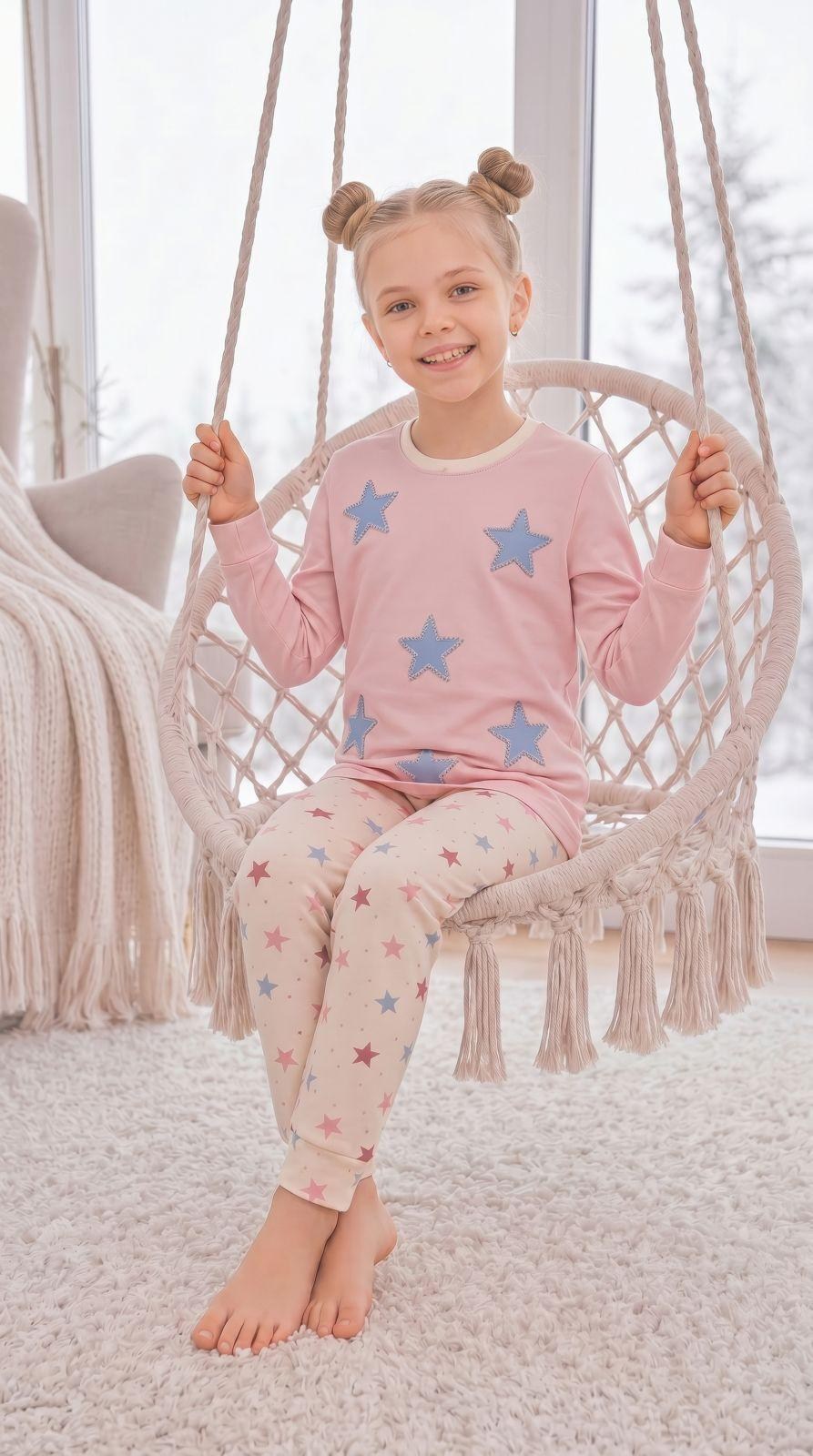 6-11 Yaş Kız Çocuk Yıldızlı Pijama Takımı