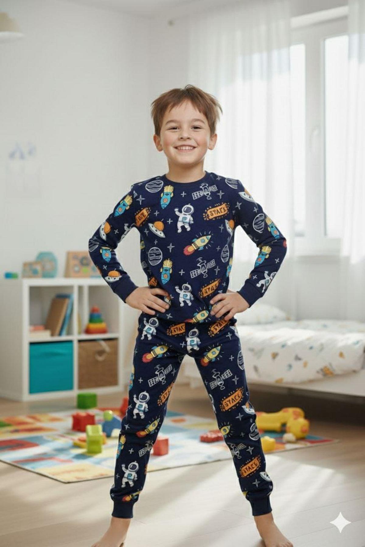 8-13 Yaş Erkek Çocuk Space Pijama Takım
