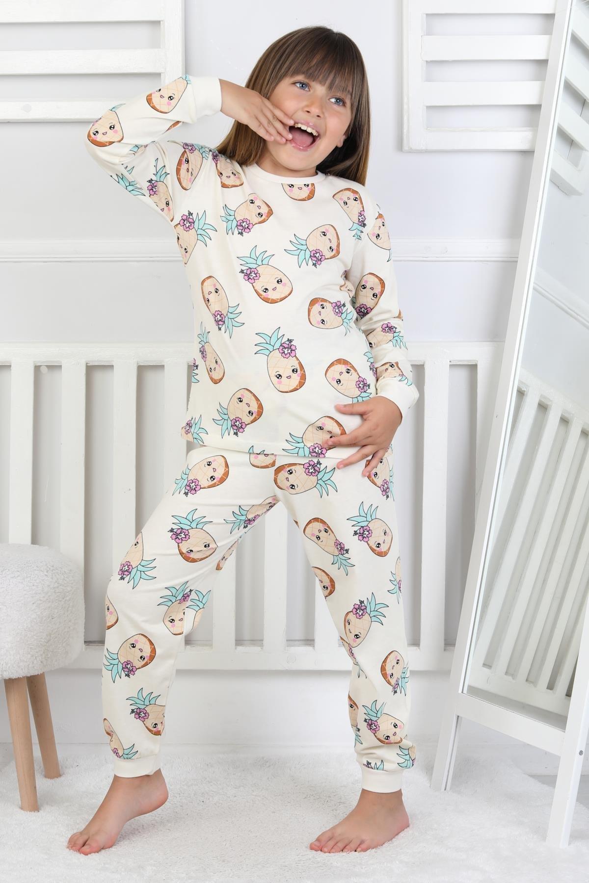 8-13 Yaş Kız Çocuk Ananas Pijama Takım