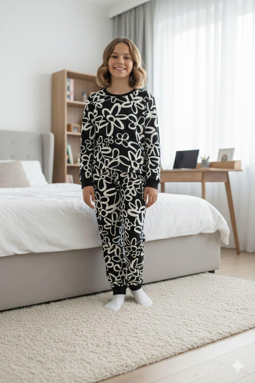 8-13 Yaş Kız Çocuk Desenli Pijama Takım