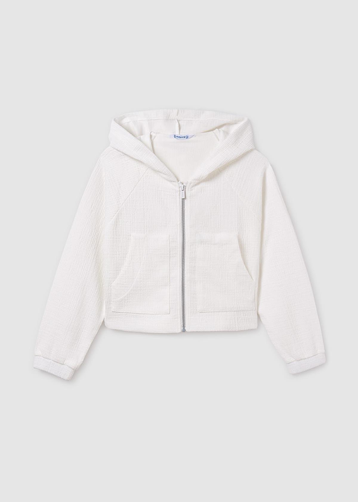 8-14 Yaş Kız Çocuk Kapşonlu Sweat Krem