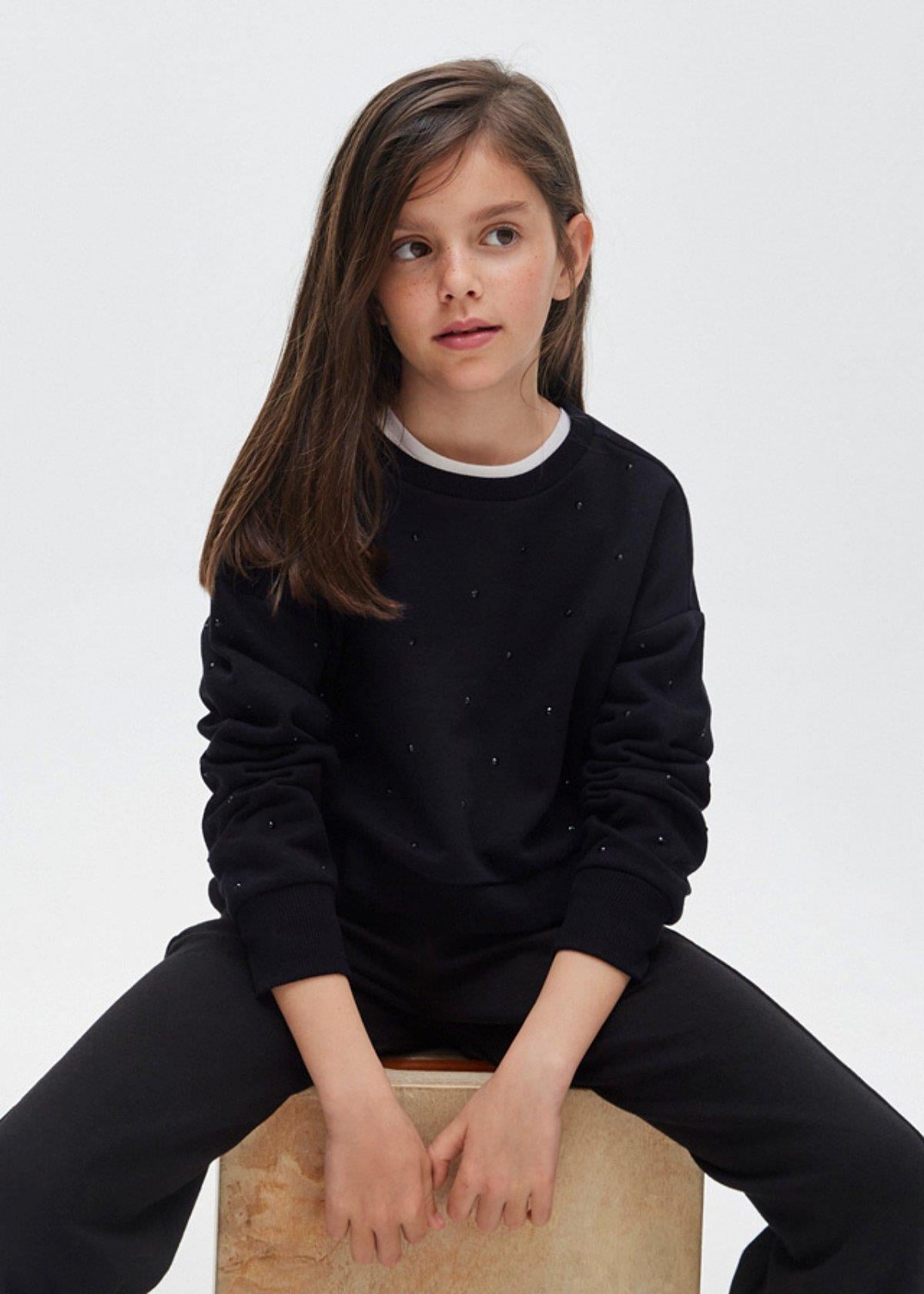 8-16 Yaş Kız Çocuk Rivetli Sweatshirt