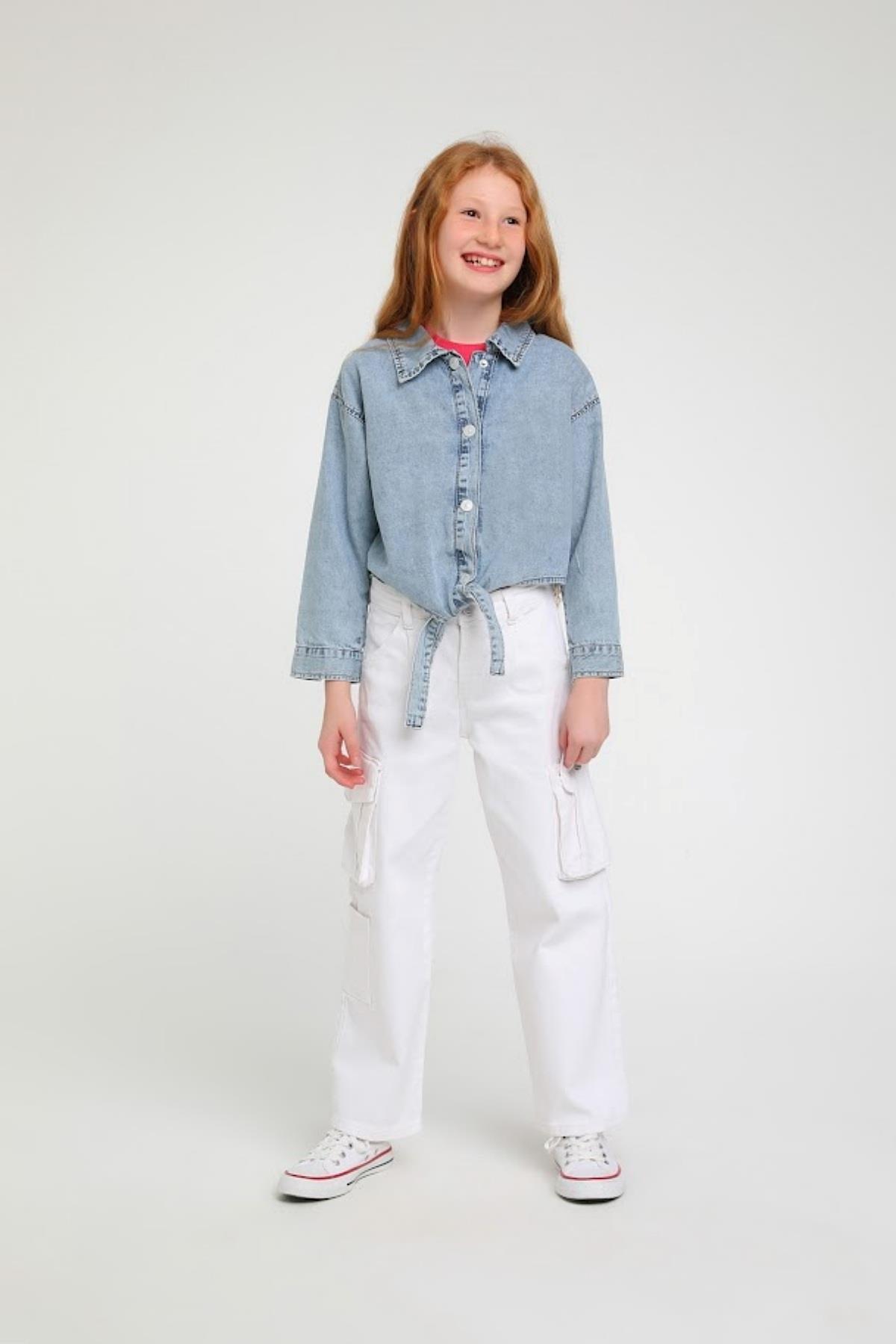 9-14 Yaş Kız Çocuk Denim Gömlek