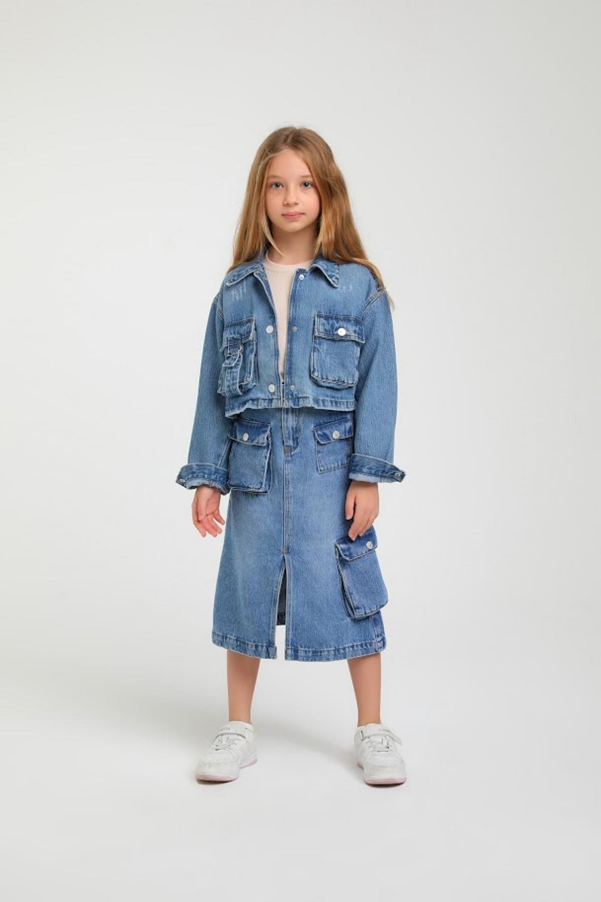 9-14 Yaş Kız Çocuk Denim Kot Ceket