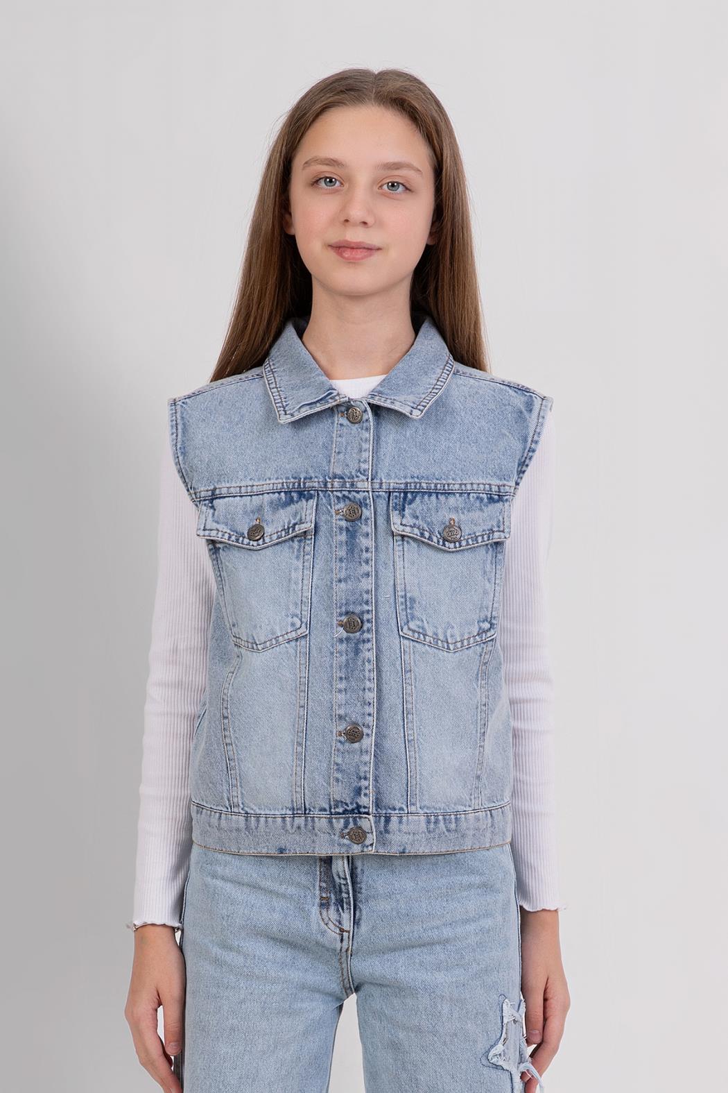 9-14 Yaş Kız Çocuk Denim Yelek