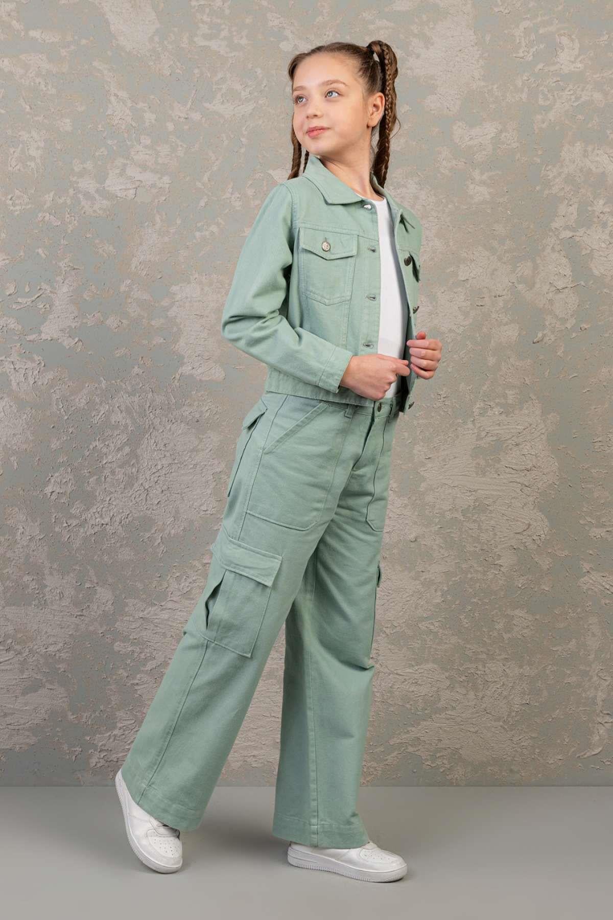 9-14 Yaş Kız Çocuk Gabardin Kargo Pantolon