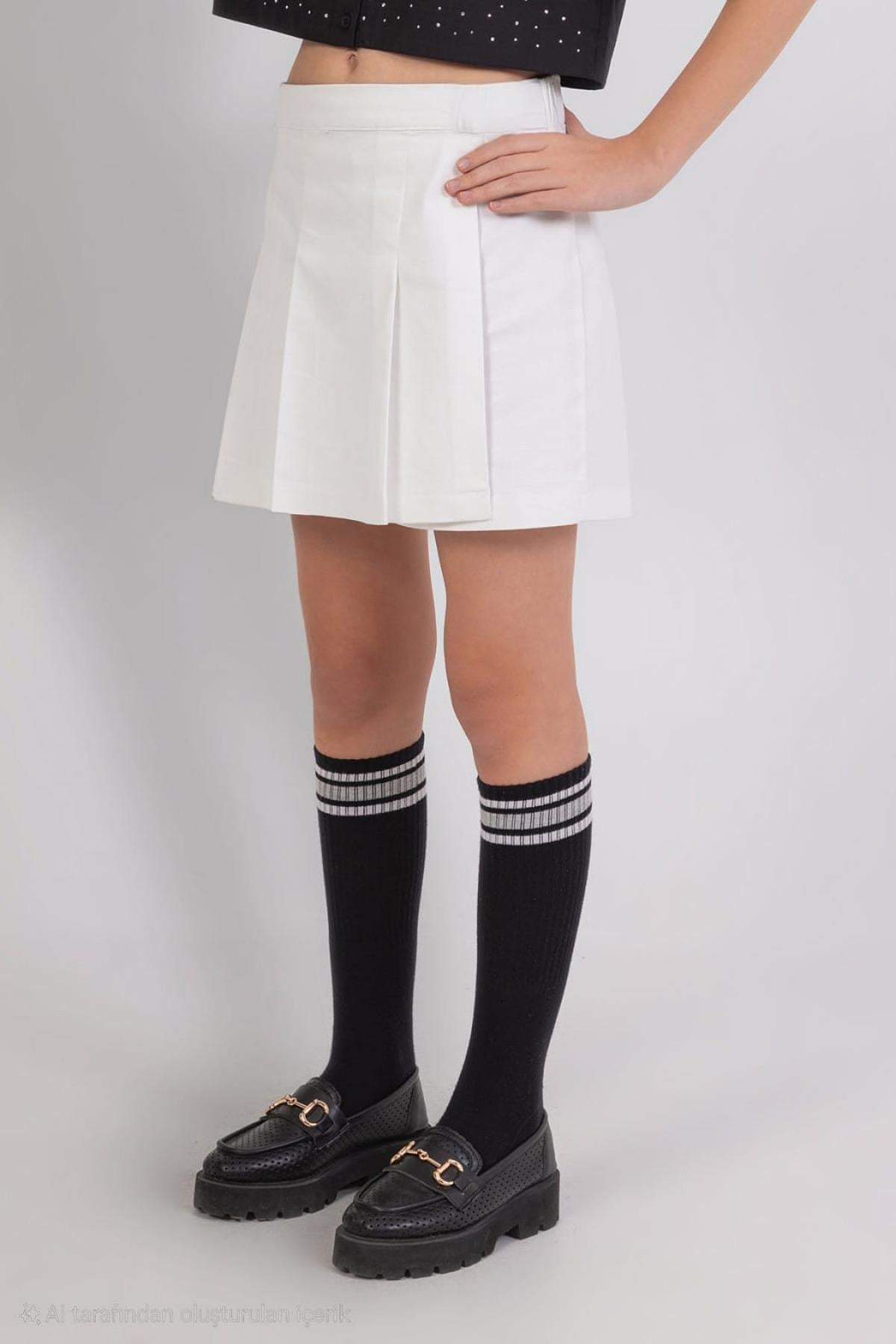 9-14 Yaş Kız Çocuk Pileli Şort Etek