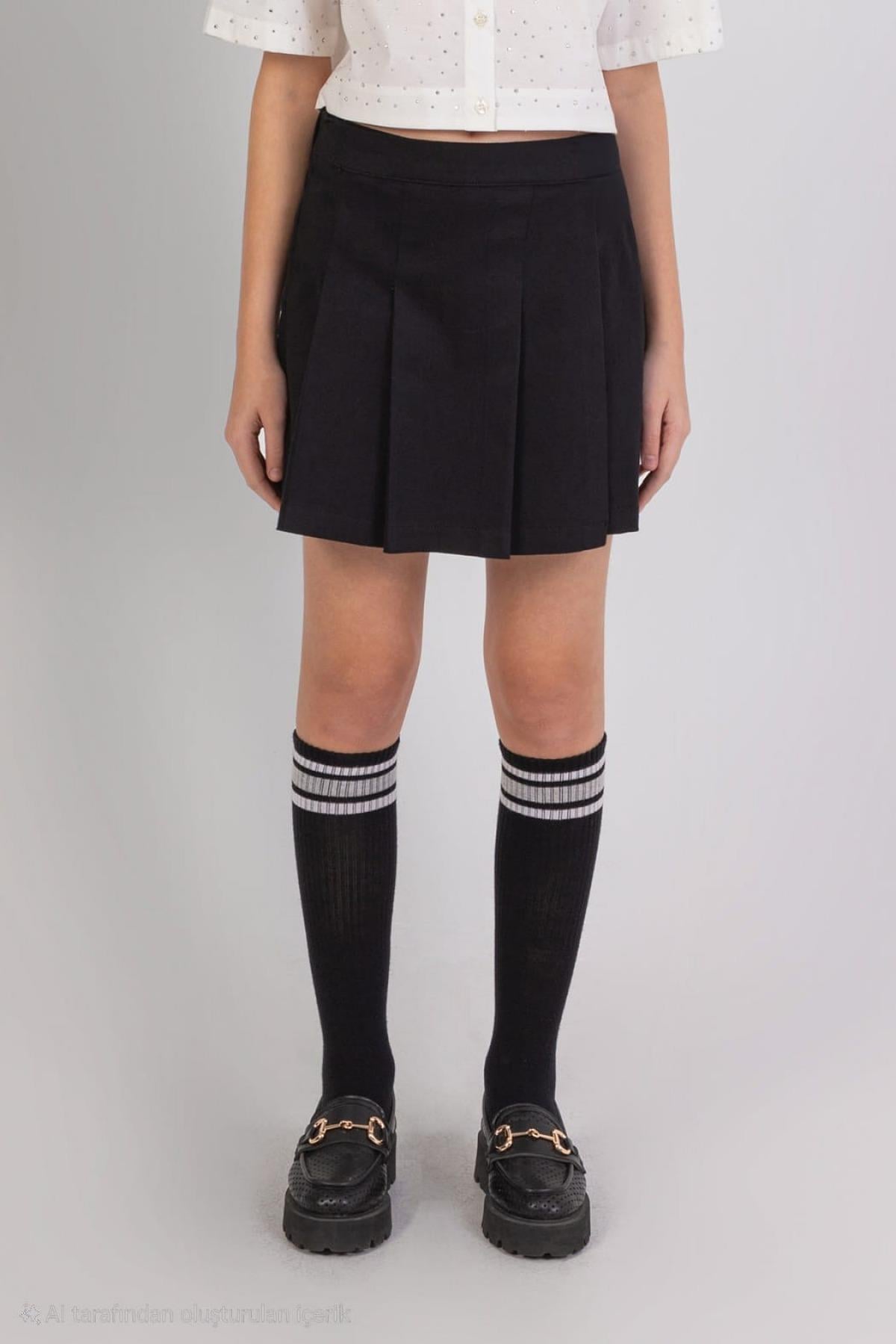 9-14 Yaş Kız Çocuk Pileli Şort Etek