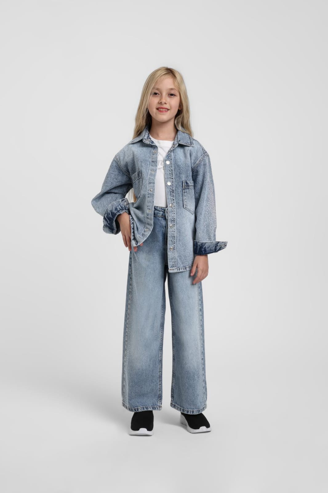 9-14 Yaş Kız Çocuk Taşl Denimı Gömlek