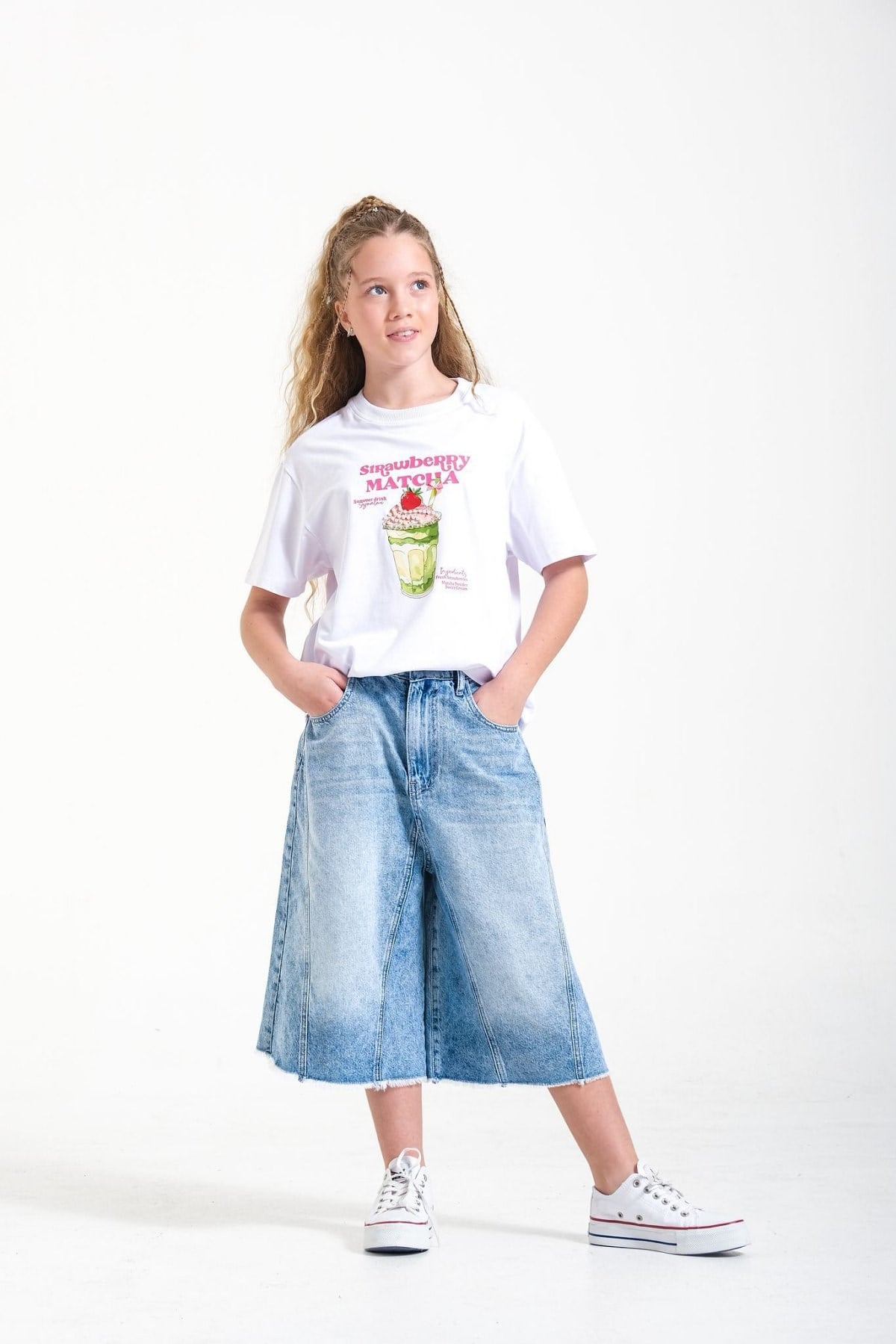 9-15 Yaş Kız Çocuk Denim Uzun  Şort