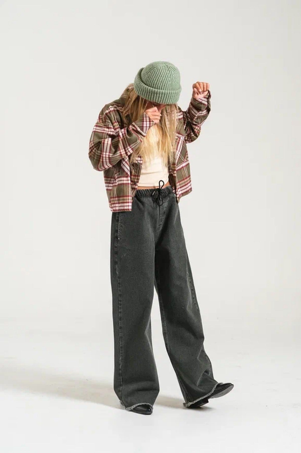 9-15 Yaş Kız Çocuk Kordonlu Denim Pantolon