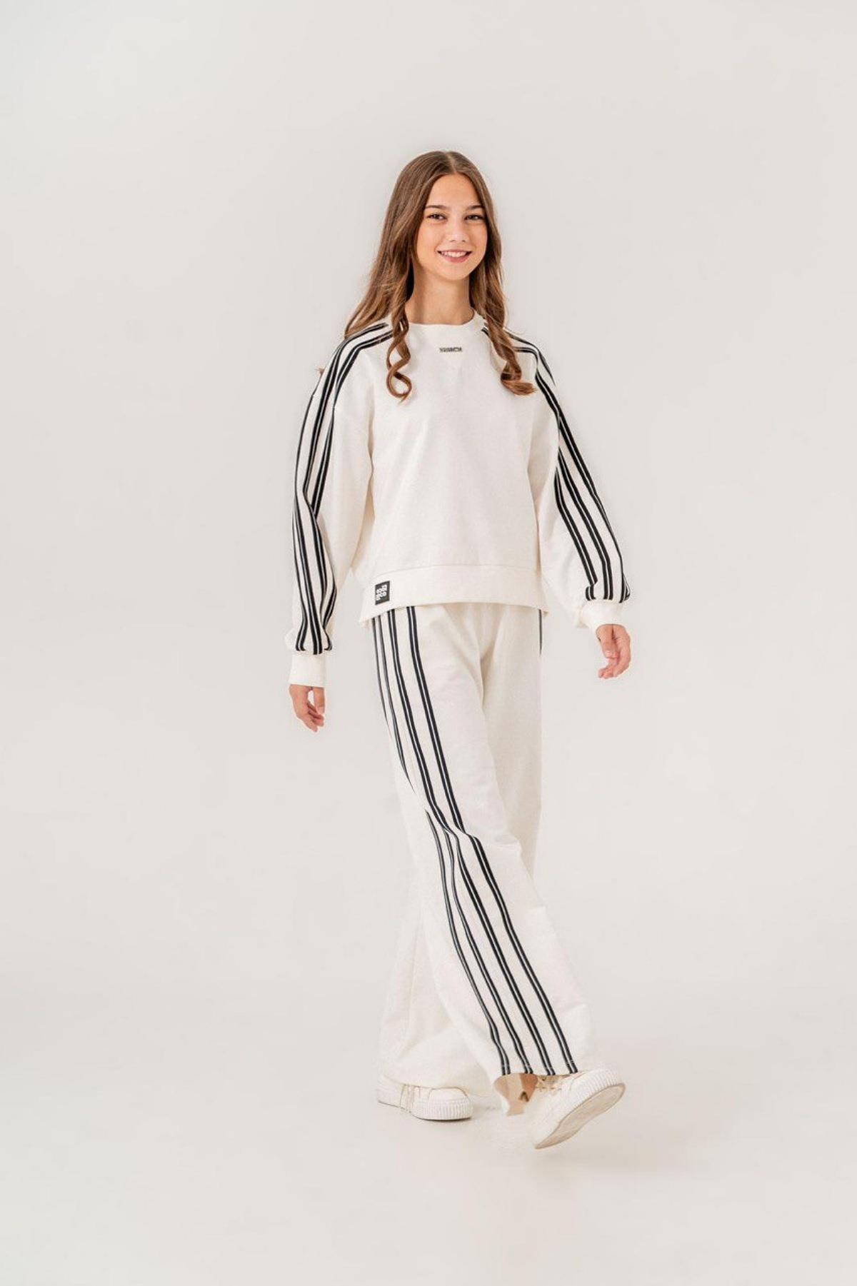 9-15 Yaş Kız Çocuk Şeritli Sweat