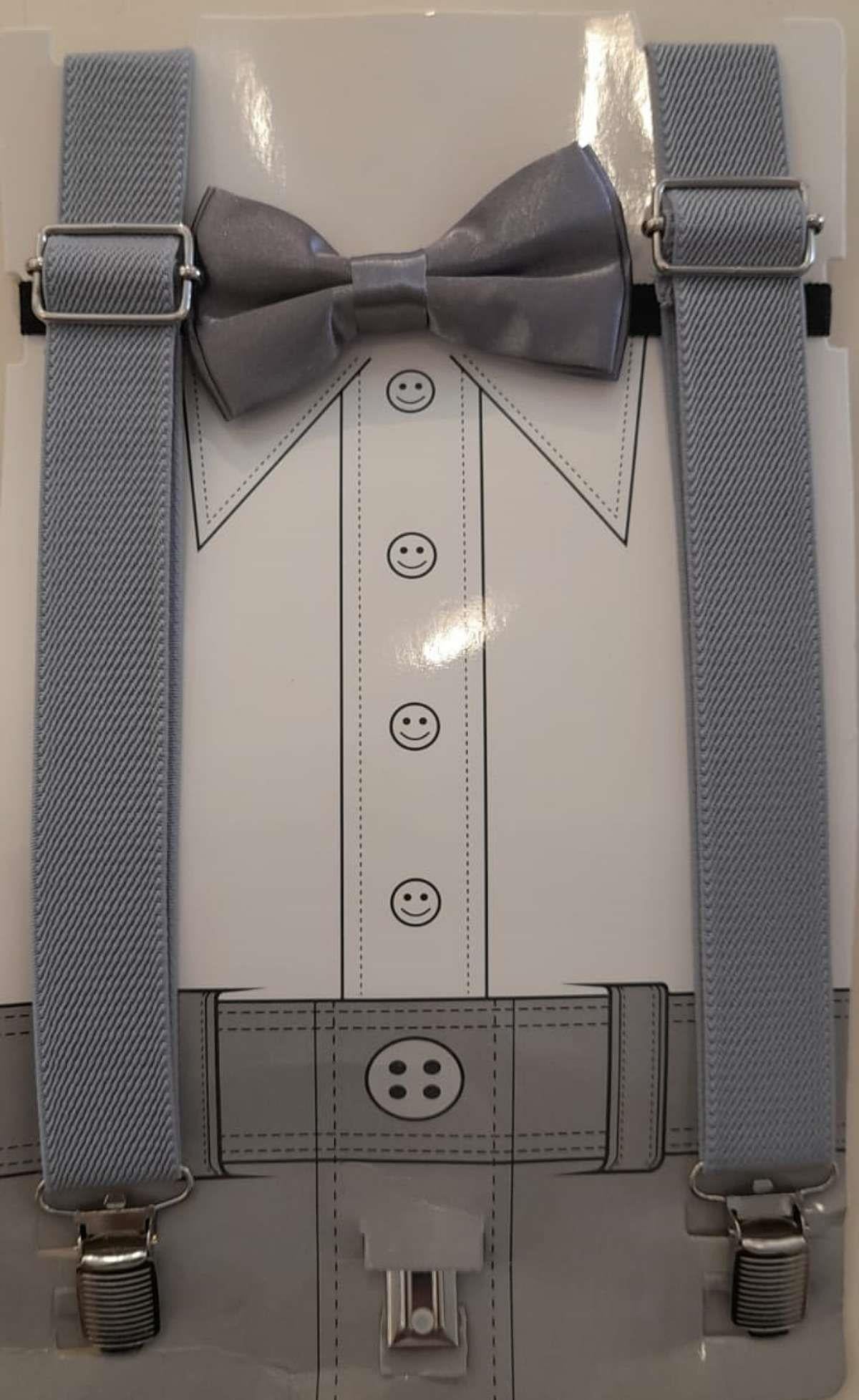 Erkek Çocuk Askı Ve Papyon Seti Gri