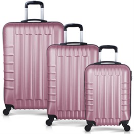 Troya Dinamic Abs 3'lü Valiz Seti Rose Gold