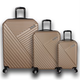 Troya Premium Abs 3'lü Valiz Seti Gold