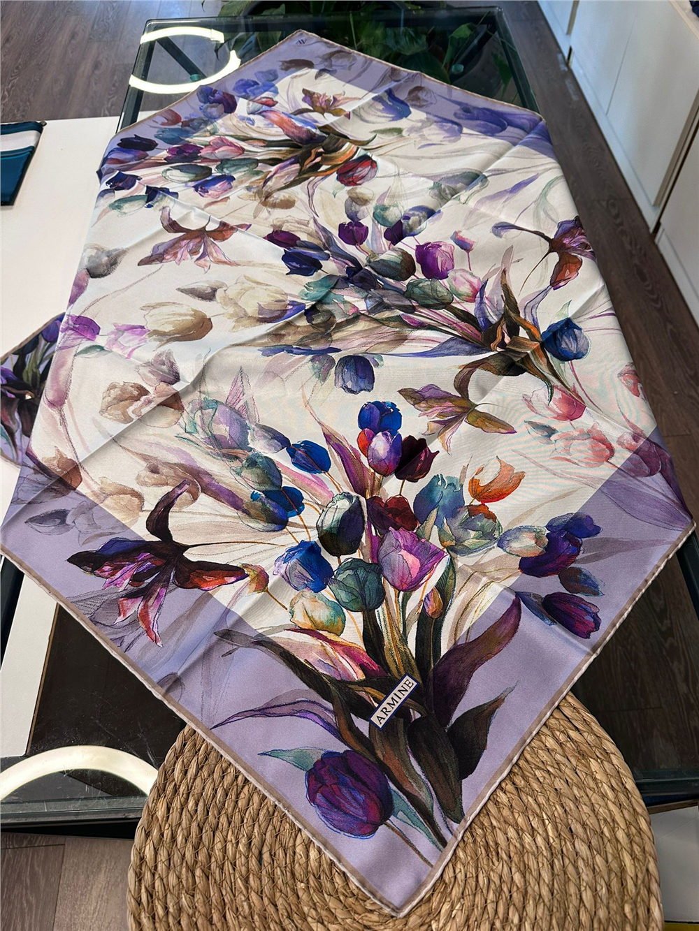 %100 İPEK TWİL EŞARP