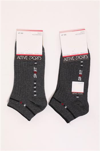 Erkek İkili Patik Çorap(40-45 Beden Aralığında Uyumludur) Antrasit 496303