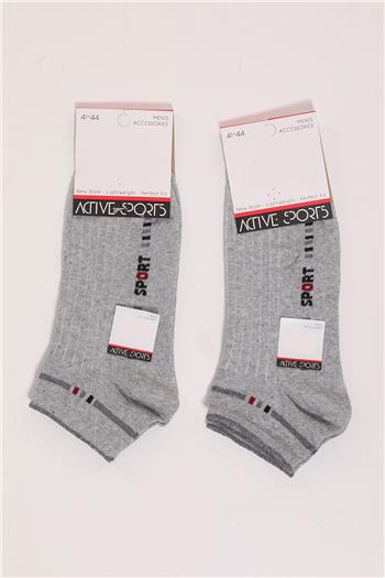 Erkek İkili Patik Çorap(40-45 Beden Aralığında Uyumludur) Gri 496304