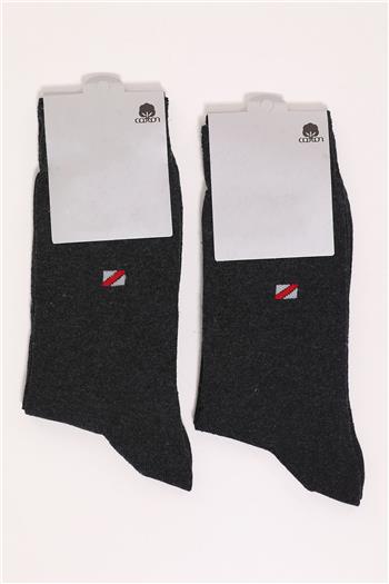 Erkek İkili Uzun Çorap (40-45 Beden Aralığında Uyumludur) Antrasit 496405