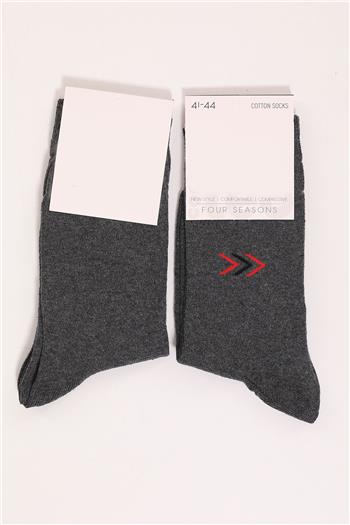 Erkek İkili Uzun Çorap (40-45 Beden Aralığında Uyumludur) Antrasit 496416