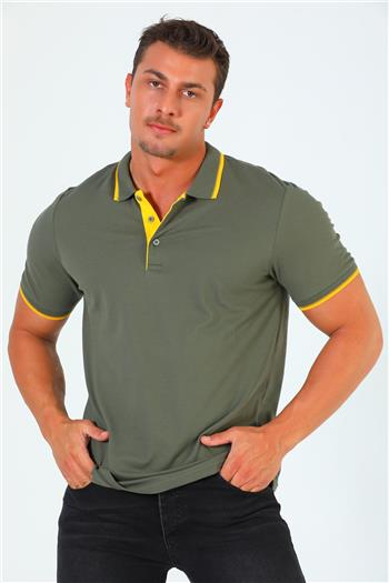 Erkek Polo Yaka Likralı T-shirt Haki 501034