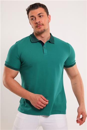 Erkek Polo Yaka Likralı Tshirt Yeşil 494593