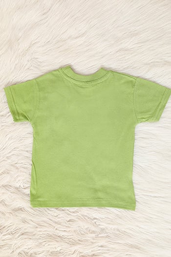 Fıstık yeşili Erkek Çocuk Likralı Bisiklet Yaka Baskılı T-shirt 480874