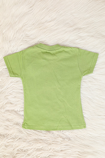 Fıstık yeşili Erkek Çocuk Likralı Bisiklet Yaka Baskılı T-shirt 480864