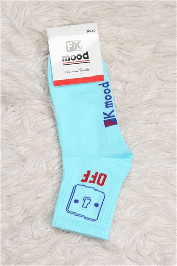 Kadın Baskılı Soket Çorap (36-40 Uyumludur) Mavi