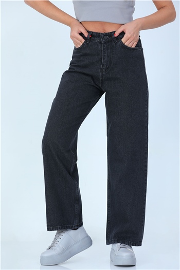 Kadın Bol Paça Jeans Pantolon Antrasit 492133