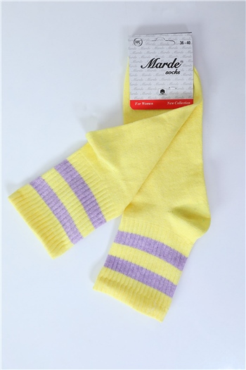 Kadın Cizgili Kolej Çorap (36-40 Uyumludur) Sarı 491910