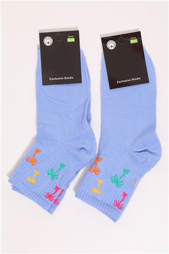 Kadın Desenli İkili Soket Çorap (35-40 Beden Aralığında Uyumludur) Mavi 496395