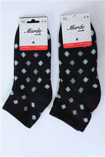 Kadın Desenli Ters Havlu 2 Li Patik Çorap (36-40 Uyumludur) Siyah 491903