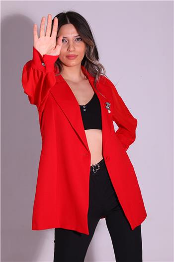 Kadın Kol Tül Detaylı İç Astarlı Ceket Kırmızı 499350
