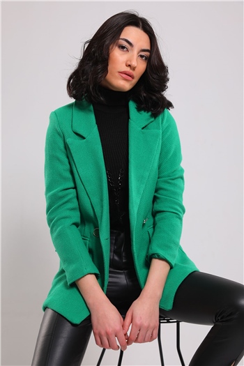 Kadın Sahte Cepli Blazer Ceket Yeşil 492200