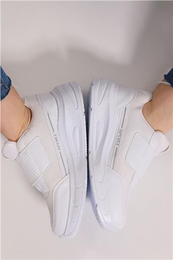 Kadın Yüksek Taban Cırtcırtlı Spor Ayakkabı Beyaz 494970