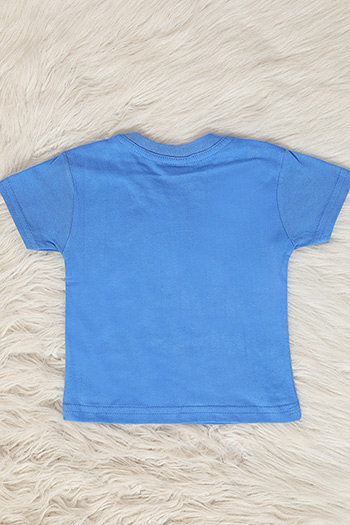 Mavi Erkek Çocuk Likralı Bisiklet Yaka Baskılı T-shirt 480858